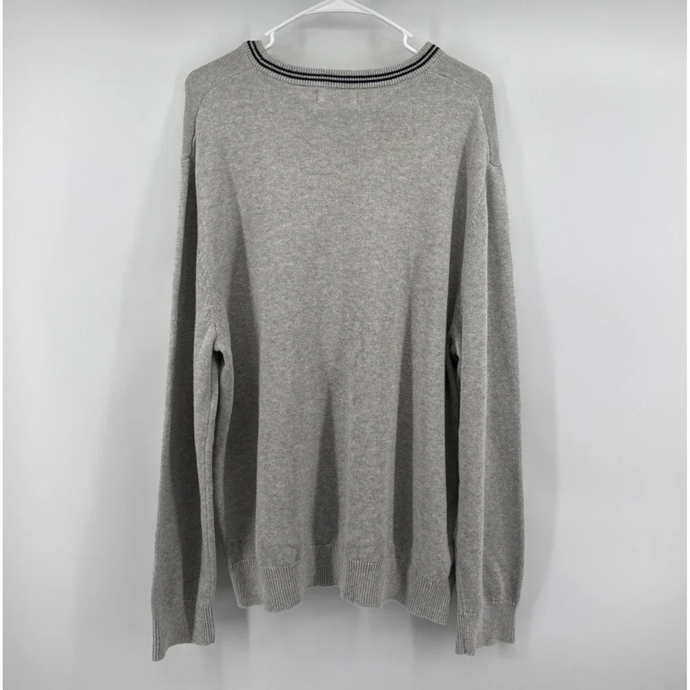Nautica Mens XL Heather Grey Striped Crewneck Knit Sweater NWT S2711D